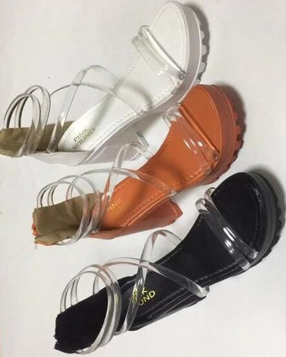 Neon Orange 2020 New Women's High-heeled Sandals Cross PVC Straps Outdoor Travel Sandals Rubber Bottom Non-slip Slippers Sandals Y0305