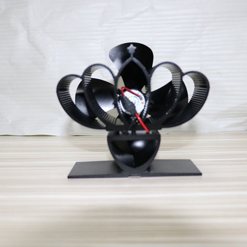 Black Hair 4 Blade Thermal Heat Driven Pellet Tile Fan Oven Wood Brander Eco Fan Tool for Decorative Accessories Portal