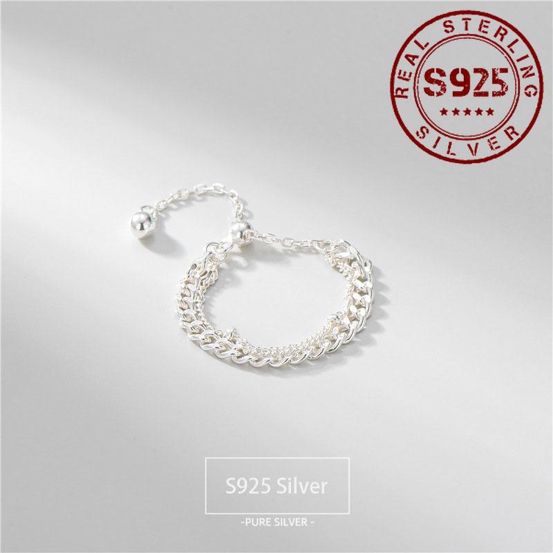 Cluster Rings 925 Silver Ring For Women Double-deck Sterling Chain Resizable Entertainment Bride Wedding Jewelry Accessories
Cluster Rings 925 Silver Ring For Women Double-deck Sterling Chain Resizable Entertainment Bride Wedding Jewelry Accessories