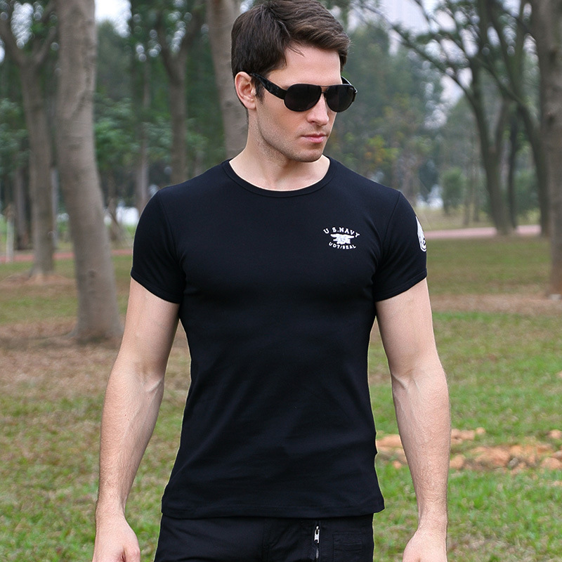 T Shirt Military Summer Slim Fit Solid Color Soldier Tshirt Men's Cotton Elastic Army Style Casual Male T-shirt Green Khaki 210518