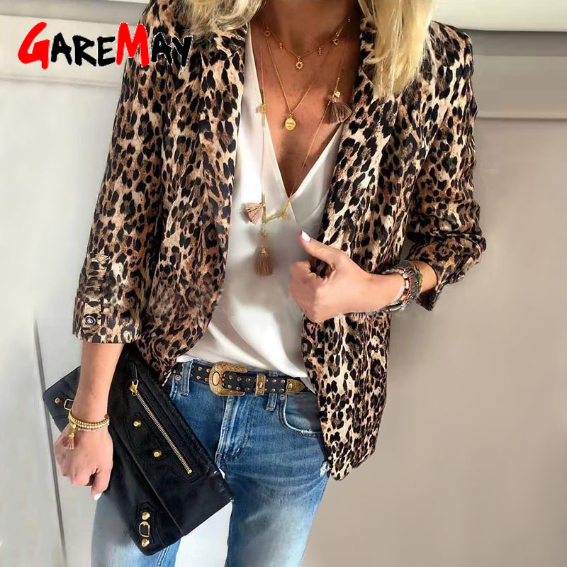 Women Leopard Print Jacket Winter Warm Slim Fit Coats Cardigan Blazer Casual Fashion Office Ladies Long Sleeves Streetwear Femme 210428