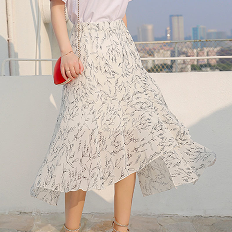 Fashion shirt Elastic high waist floral skirt elegant ladies female women Half body Elegant atmosphere Lady 3039 50 210510