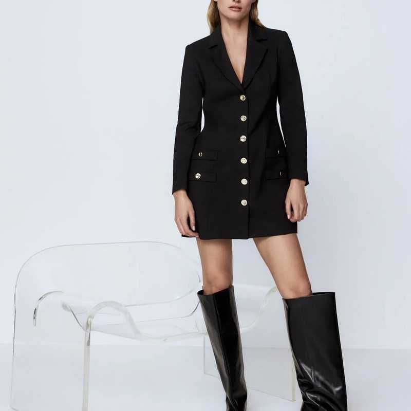 Spring Blazer Dress Women Office Lady Long Sleeve Single Breasted Mini Slim Black 210525
Spring Blazer Dress Women Office Lady Long Sleeve Single Breasted Mini Slim Black 210525