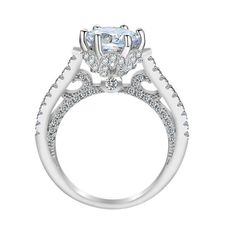 Choucong Brand Luxury Jewelry Simple Fashion Jewelry Real 925 Sterling Silver Round Cut White Topaz CZ Diamond Party Gemstones Women Wedding Bridal Ba