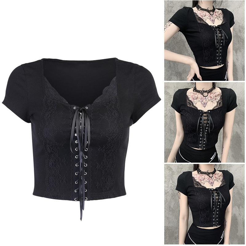 Women' T-Shirt Women Lace Stitching Cropped Black Sexys Slimming Top For 2021 Summer Fashion Style FS99
Women' T-Shirt Women Lace Stitching Cropped Black Sexys Slimming Top For 2021 Summer Fashion Style FS99