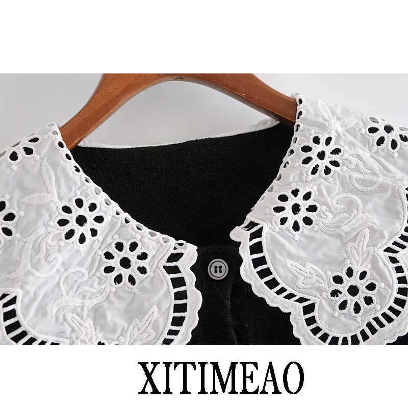 Women Knitting Sweater Short Casual Femme Long Sleeve High Street Lady Ruffle Decoration Knitted cardigan coat 210602