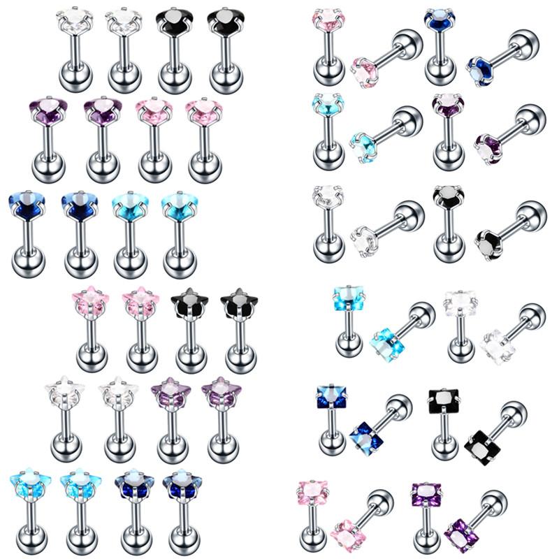 stud 8/12pcs stainless steel zircon tragus earring set cartilage pack jewelry lobe lot, Golden;silver
stud 8/12pcs stainless steel zircon tragus earring set cartilage pack jewelry lobe lot, Golden;silver
