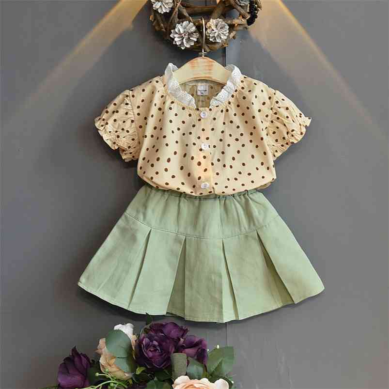 Arrivals Summer Children Sets Short Sleeve Dot T-shirt Solid Ruched Skirt Cute 2Pcs Girls Clothes 2-7T 210629, Orange
Arrivals Summer Children Sets Short Sleeve Dot T-shirt Solid Ruched Skirt Cute 2Pcs Girls Clothes 2-7T 210629, Orange