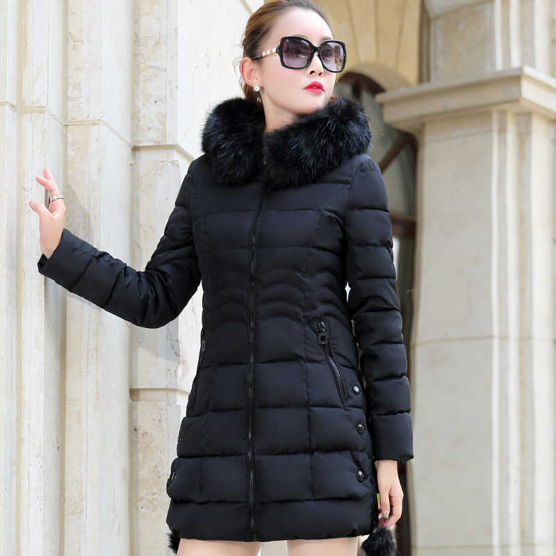 Winter Warm Coat Women Long Parkas Fashion Faux Fur Hooded Womens Overcoat Casual Cotton Padded Jacket Mutil Colors 211013