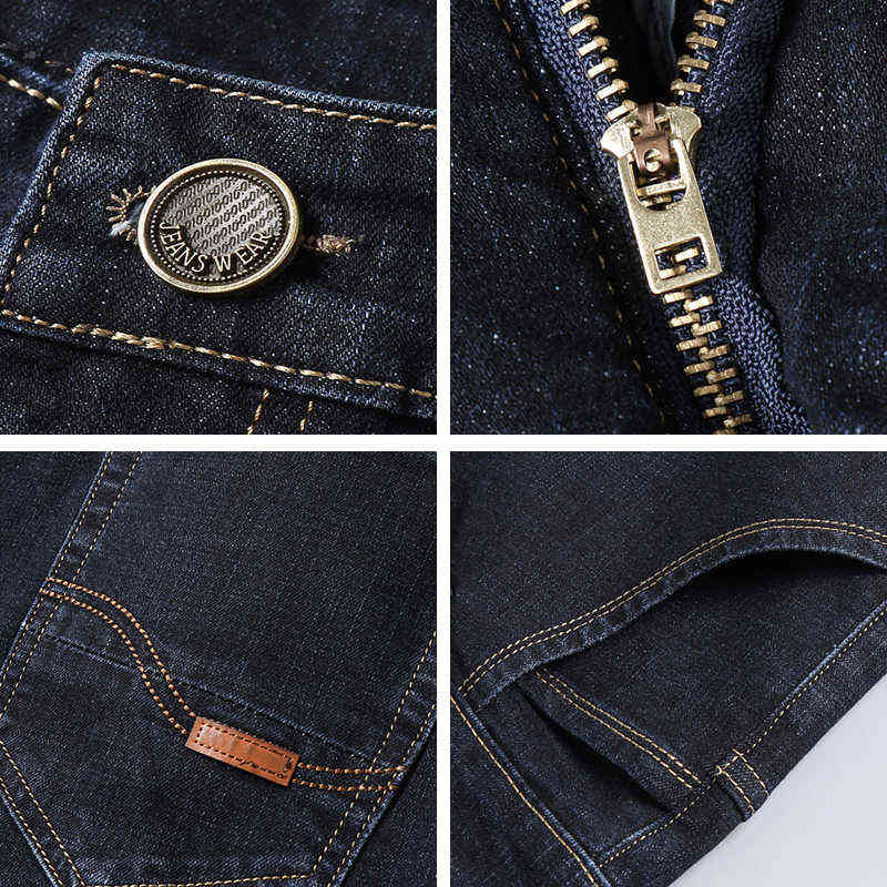 Men Winter Straight Trousers Baggy Stretch Jean Fashion Men Casual Jeans Autumn Lightweight Trousers Men Denim Pants 211120