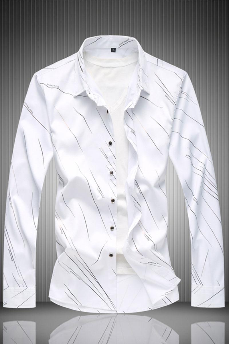 Fashion Men Long Sleeve Shirts Striped Streetwear Classic Oversize Soft Business Button-Down Casual Male Shirt Tops 7XL Men's