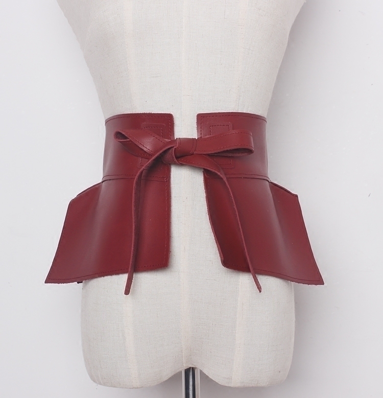 2020 New spring summer faux leather ruffles Peplum Belt Waistband fashion Waist Skirt Women Accessories Tide All-match LJ200923