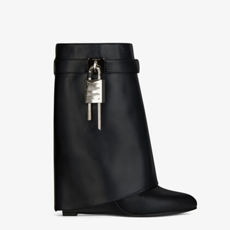 Luxury Lock Design Ladies Wedge Heel Short Boot High-quality Genuine Leather Autumn Winter Solid Pointed Toe Fashion Nude Boot, Apricot
Luxury Lock Design Ladies Wedge Heel Short Boot High-quality Genuine Leather Autumn Winter Solid Pointed Toe Fashion Nude Boot, Apricot