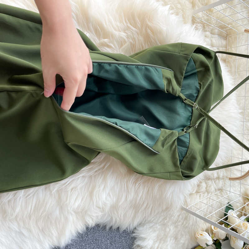 DEAT Women Sling Slim Split Backless Dress V-Neck Sleeveless Arrivals Lady Temperament Fashion Spring Summer 11D576 210709