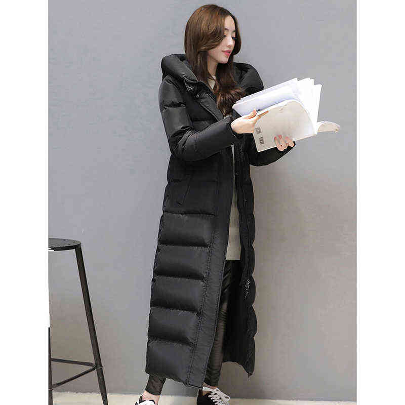 Women's super long down jacket winter puffer Thick coat Black Red Hooded zipper Keep warm plus size 211221 - view 5