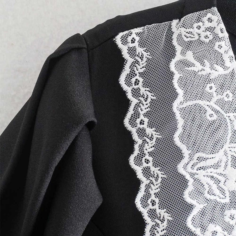 Women Dress Lace Collared Double breasted Short Sleeves Mini dress Chic Lady elegant Vintage Casual Woman Dresses 210709