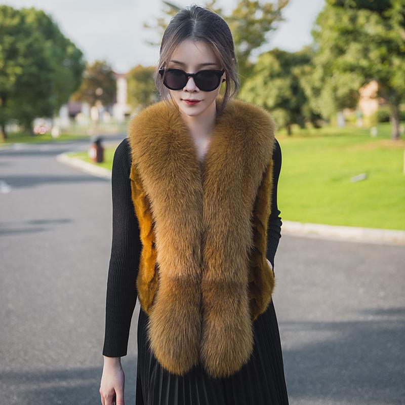 Women's Fur & Faux Mink Vest 2021, Vest, Winter Jacket, Collar, Sleeveless Herning