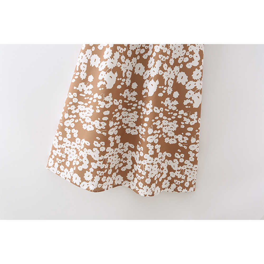 Summer Printed Dress Women Puff Long Sleeves Elegant Casual Chic Lady Maxi Dress Woman Robe Femme 210709