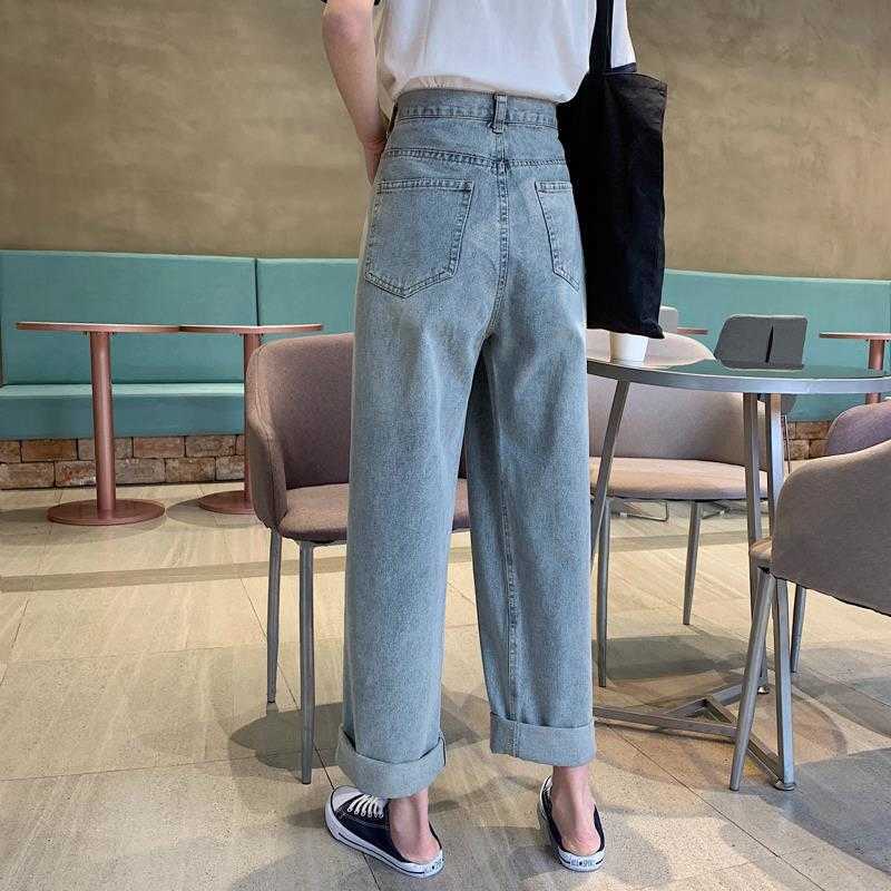 Jeans Women Plus Size 5XL Full Length Vintage Blue High Waist Elegant Wide Leg Trousers Womens BF Loose Streetwear Kpop Ulzzang H0908