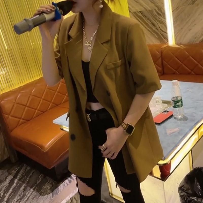 Women's Two Piece Pants Summer Short-Sleeved Small Suit Jacket For Women Thin Mid-Length All-Matching Graceful Casual Loose Fashionable Top, Ginger yellow
Women's Two Piece Pants Summer Short-Sleeved Small Suit Jacket For Women Thin Mid-Length All-Matching Graceful Casual Loose Fashionable Top, Ginger yellow