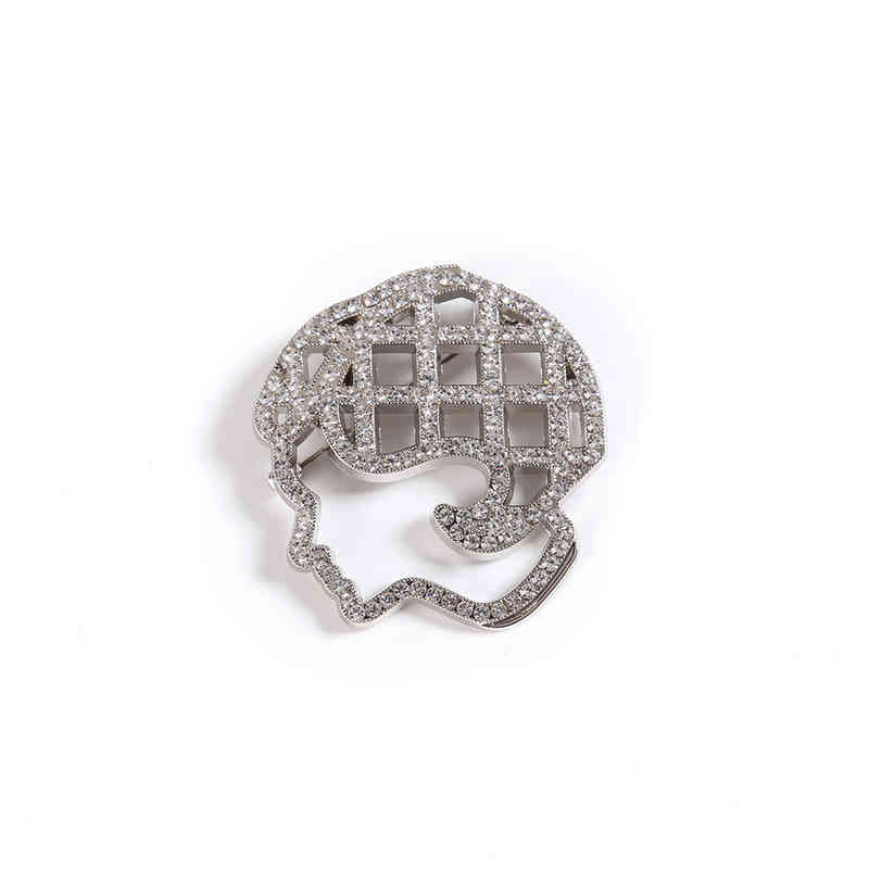 Brooch French Small Fragrance Head Hollowed Out Coat Diamond Korean Face