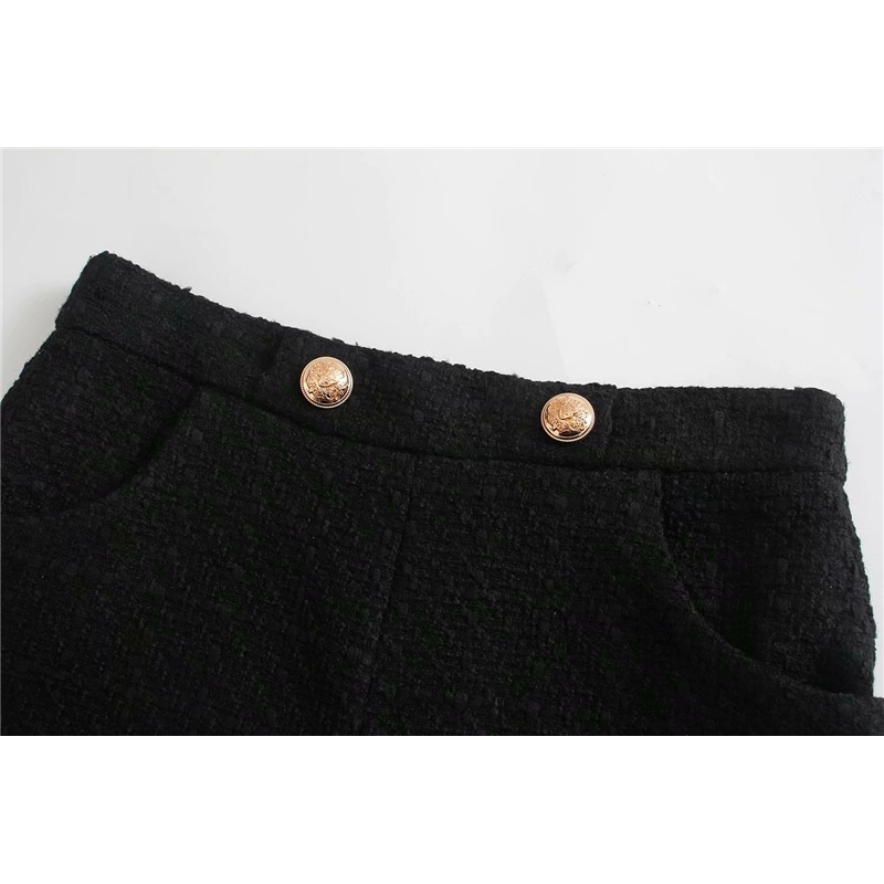 Elegant Women Button High Waist Shorts Fashion Ladies Black Streetwear Female Chic Solid Pocket Clothes 210527