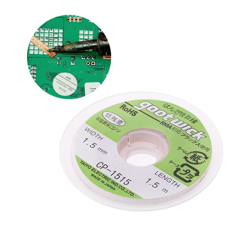 5 Ft 1.5mm Desolden Braid Lassen Solder Remover Wick Wire Lead Cord Flux Repair Tool CP-1515 1Pc