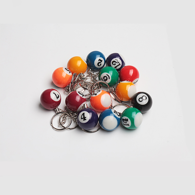 Mini Billiards Shaped Key Ring Assorted Colorful Billiards Pool Small Ball Key chain Hanging Decorations Accessories Nice Gift