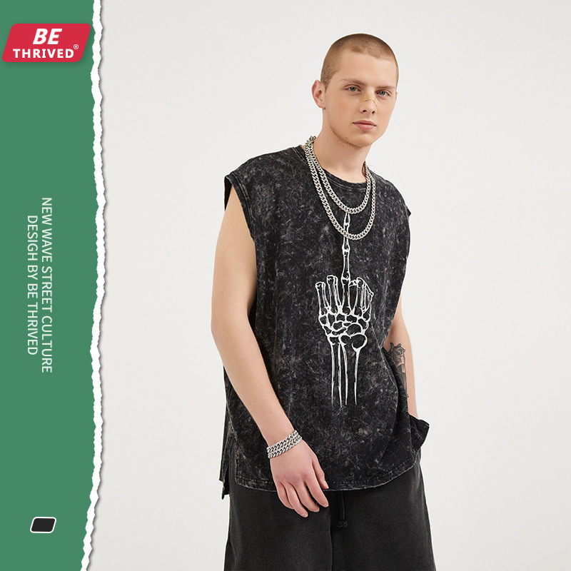be men's clothing - 2021 summer high street asian middle finger skeleton et split loose vt fashion brand t-shirt men, Gray
be men's clothing - 2021 summer high street asian middle finger skeleton et split loose vt fashion brand t-shirt men, Gray