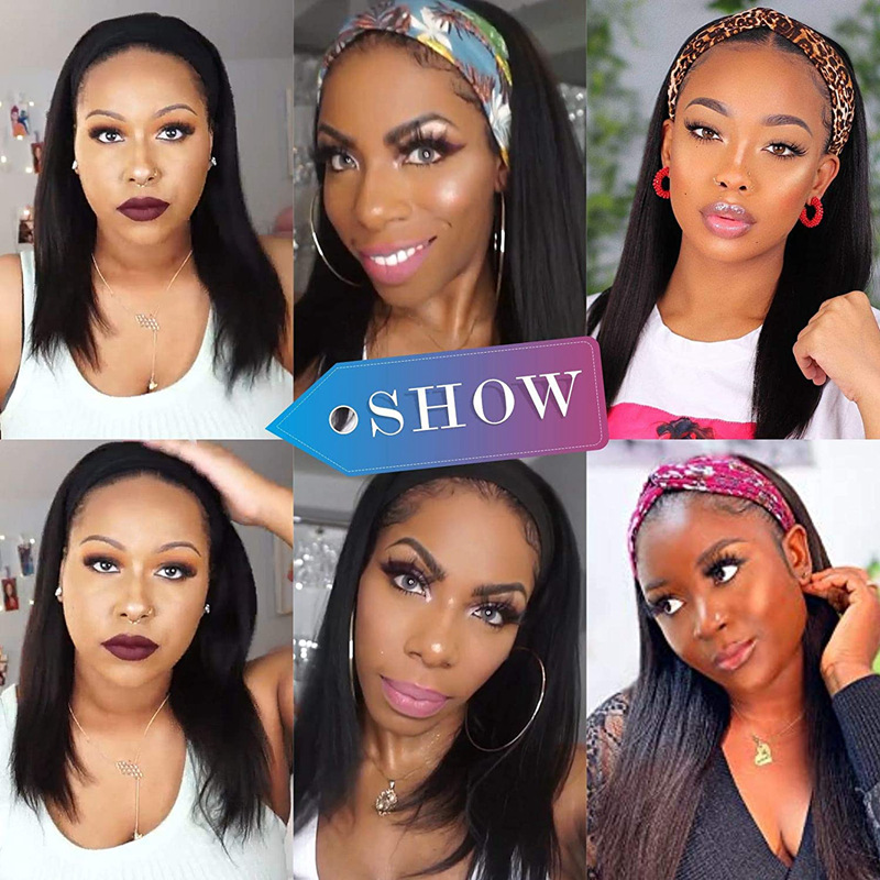 24 inch headband wigs long straight ice silk hairband synthetic wig