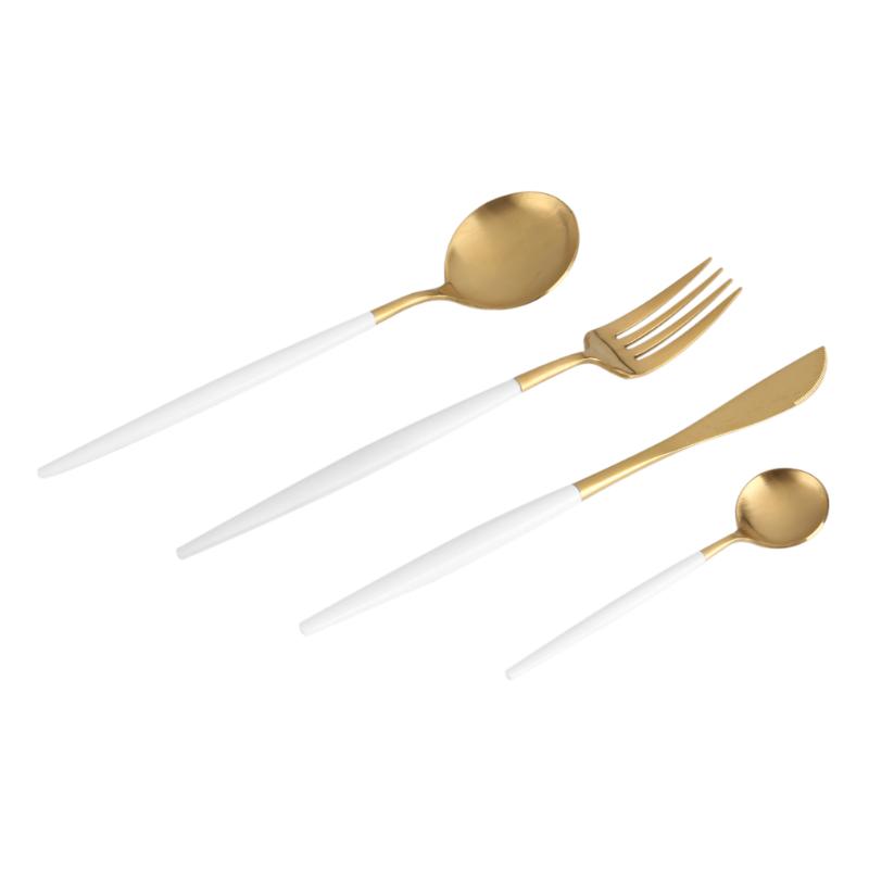 Dinnerware Sets 4Pcs/Set Stainless Steel Colored Tableware Spoon Fork Knife Home Use White+Golden
Dinnerware Sets 4Pcs/Set Stainless Steel Colored Tableware Spoon Fork Knife Home Use White+Golden