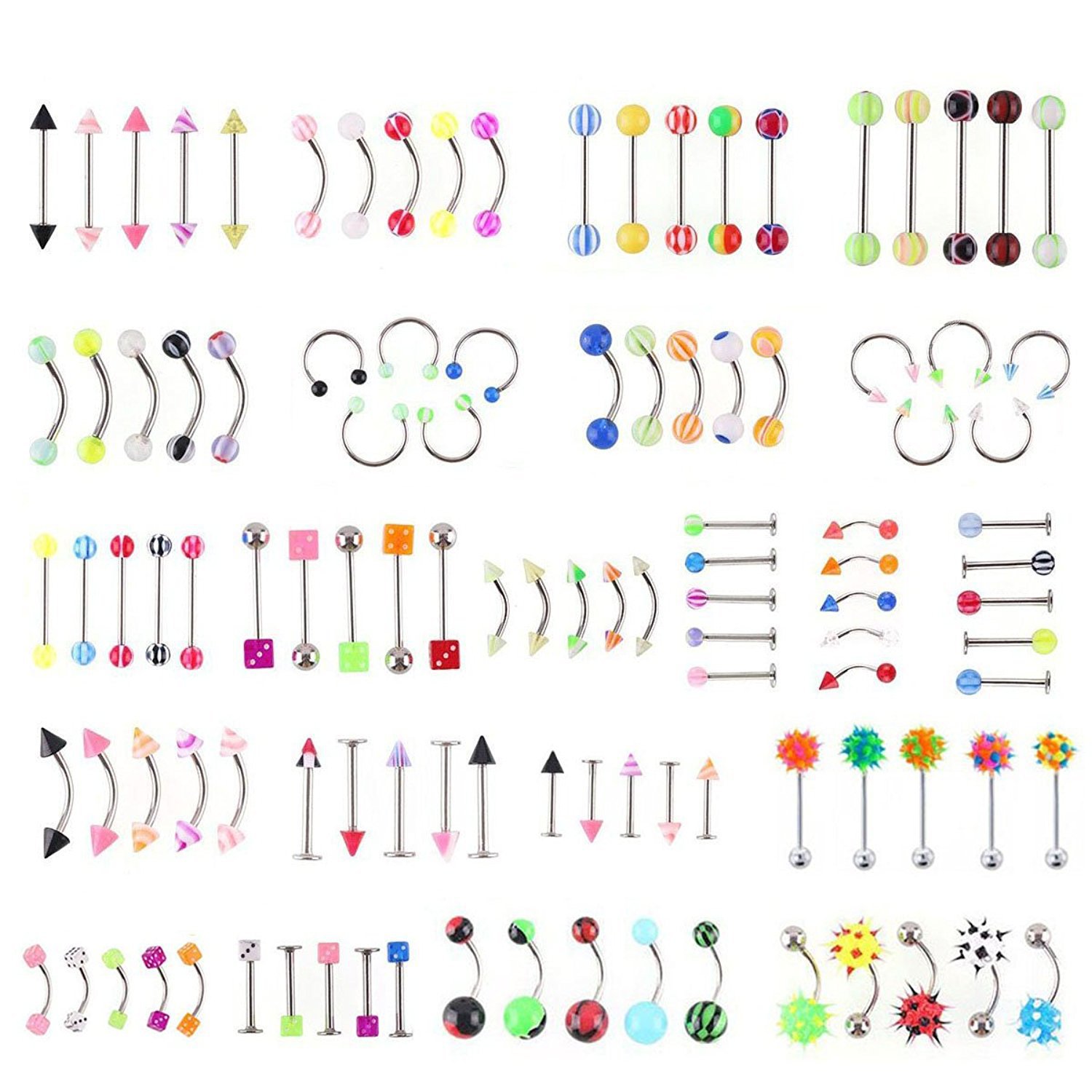 & Bell Button Jewelrywholesale Promotion 110Pcs Mixed Models/Colors Body Jewelry Set Resin Eyebrow Navel Belly Lip Tongue Nose Piercing Bar
& Bell Button Jewelrywholesale Promotion 110Pcs Mixed Models/Colors Body Jewelry Set Resin Eyebrow Navel Belly Lip Tongue Nose Piercing Bar