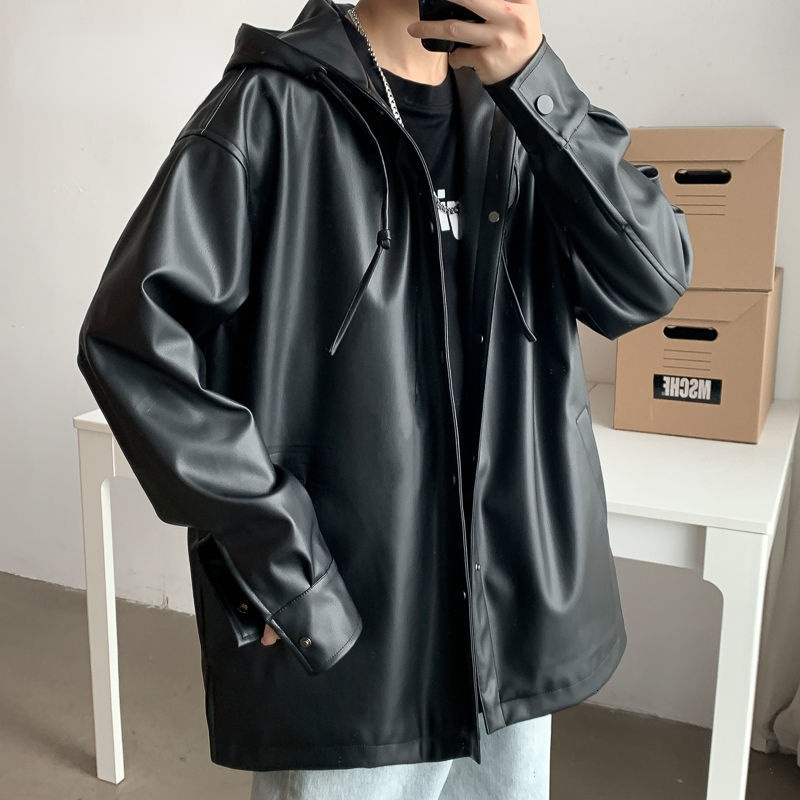 Men's Leather Jacket 2021 Autumn New Single Breasted Black Army Green Fur Coat Hooded Cool Oversize Windbreaker Tops Tide
Men's Leather Jacket 2021 Autumn New Single Breasted Black Army Green Fur Coat Hooded Cool Oversize Windbreaker Tops Tide