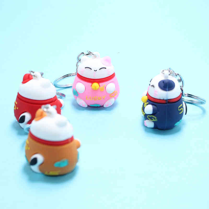 Key Rings China Fengfu Bag Zhaocai Cat Chain Creative Cartoon Pendant Small Gift Couple