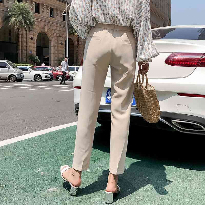 White black suit pants women high waist pockets office fashion spring autumn bottoms 210514