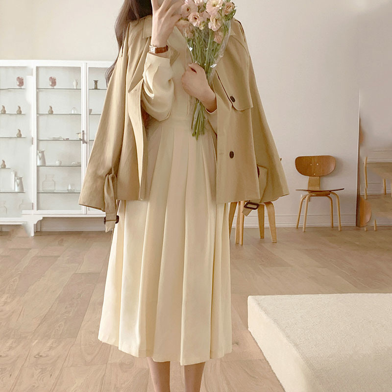 Solid Cotton V-neck Slim Dress Korean Elegant and Gentle Spring Women for Casual Office Lady Vestido 14150 210427