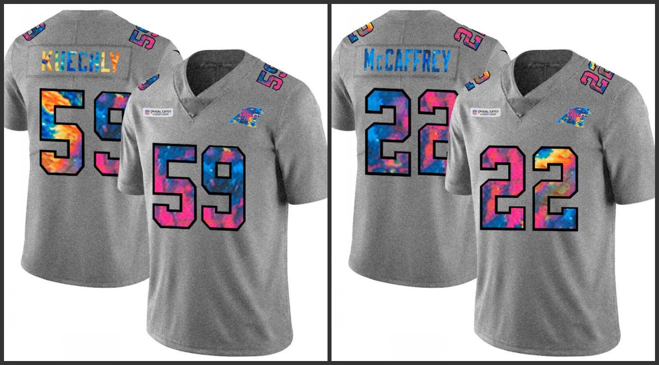 CarolinaPanthersMen #59 Luke Kuechly 22 Christian McCaffrey Grey Heather Multi-Color Women Youth Crucial Catch Jersey
CarolinaPanthersMen #59 Luke Kuechly 22 Christian McCaffrey Grey Heather Multi-Color Women Youth Crucial Catch Jersey