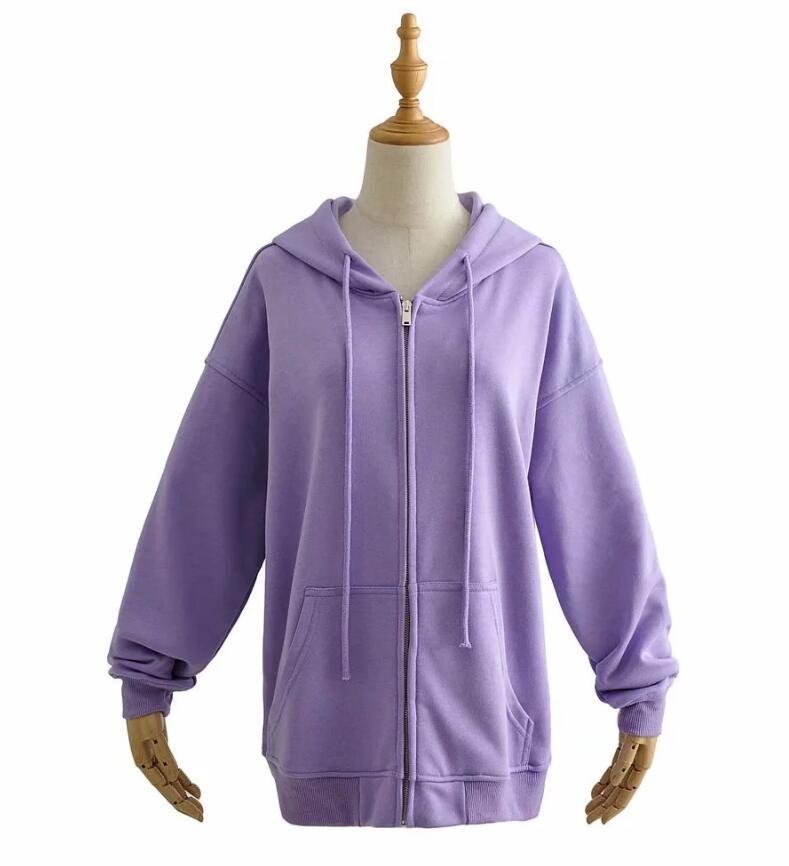 Oversize Harajuku Open Zipper Long Sleeve Hoodies Hooded Sweatshirt Women BF Boyfriend style Loose Casual Jumper Sweats 210429