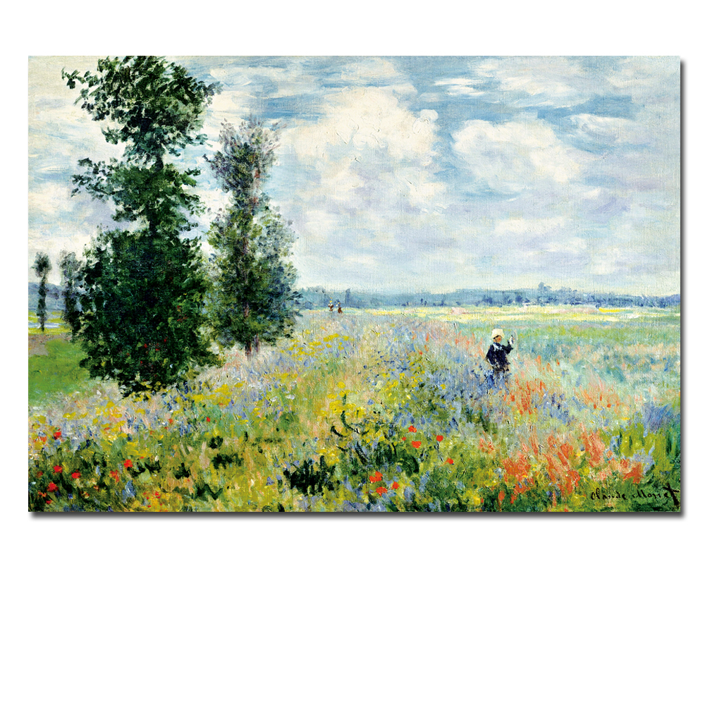 Wall Impressionism Monet Wild Poppy Field Sunrise Landscape Canvas Painting Art Print Poster Picture Painting Wall Decor