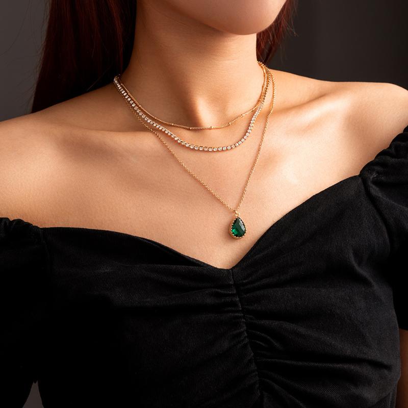 Chokers Wholesale Fashion Necklace Jewelry Elegant Emerald Zircon Water Drop Multi-Layer Simple For Women
Chokers Wholesale Fashion Necklace Jewelry Elegant Emerald Zircon Water Drop Multi-Layer Simple For Women