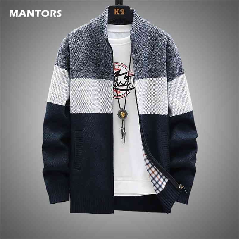 Slim Sweater Men Spring Cardigan Sweaters Mens Streetwear Thick Warm Sweaters Coat Knitted Men's Patchwork Jumper Clothing 210818
