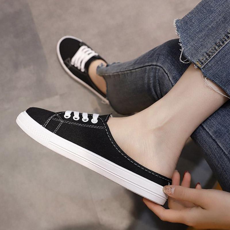 Slippers Women Sneakrs Candy Color Canvas Lace Up Casual Shoes Slip On Flat White Ladies Espadrilles Black Slides 9125G
Slippers Women Sneakrs Candy Color Canvas Lace Up Casual Shoes Slip On Flat White Ladies Espadrilles Black Slides 9125G