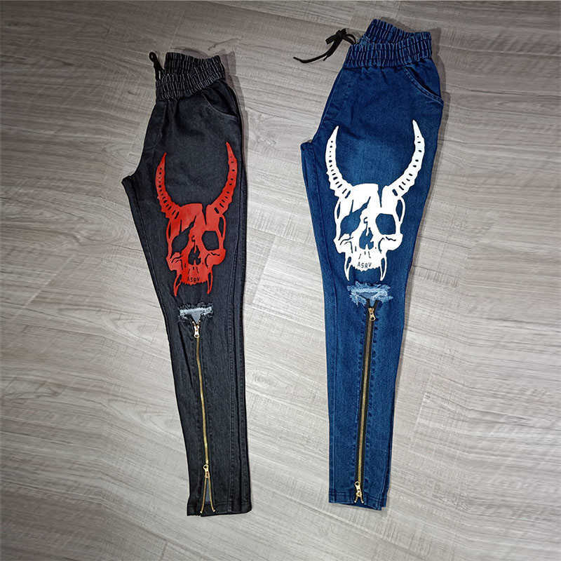 Men's Jeans Stylish Ripped Pants Biker Skinny Slim Straight Frayed Denim Trousers New Fashion Clothes Size M-XXXL Y2303