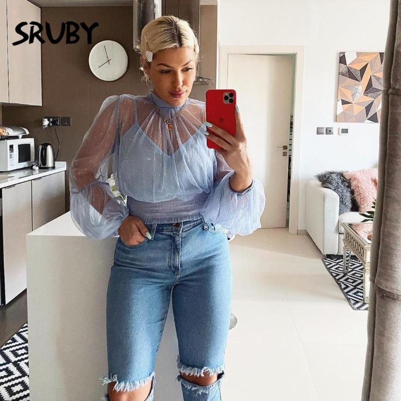 Dot Mesh See Through Sexy Blouse Women Lantern Sleeve Blouses Turtleneck Top Shirt Ruched Rufflus Tops Femme Blusas 2021 Women's & Shirts, White
Dot Mesh See Through Sexy Blouse Women Lantern Sleeve Blouses Turtleneck Top Shirt Ruched Rufflus Tops Femme Blusas 2021 Women's & Shirts, White