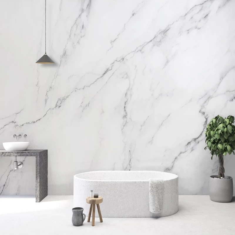Custom Mural Nordic Ins White Marble Wall 3D Bedroom Living Room TV Background Wall Waterproof Self Adhesive Wallpaper Modern