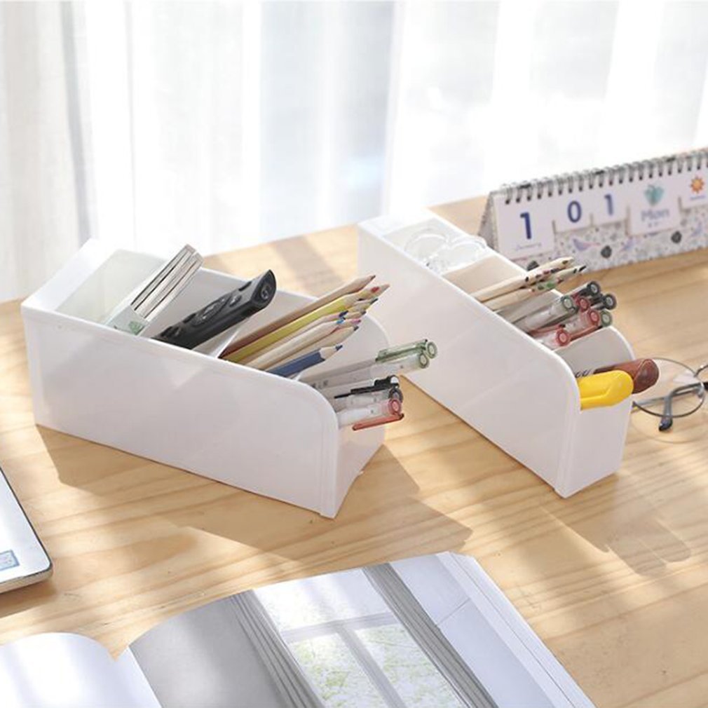 New Creative 4 Grid Sub-Grid Plastic Desk Organizer Desktop Pen Potlood Holder Make Storage Tray