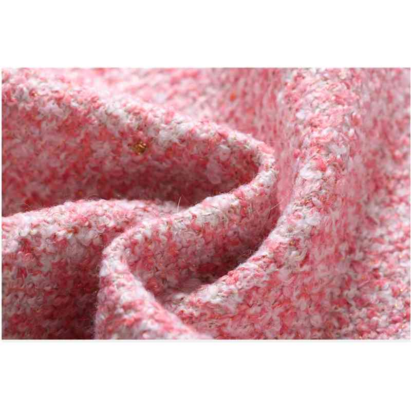 HIGH Quality Runway Winter Long Sleeve Beading Tweed Jacket Coat +Women Two Piece Skirt Set S-XXL 210520