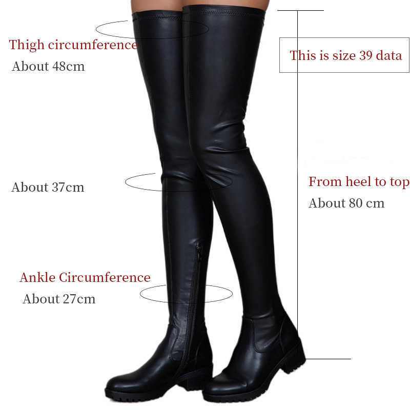 Women Shoes Black Thigh High Boots New Autumn Pu Leather Low Heel Comfortable Shoes Over The Knee Waterproof Boots Ladies Shoes Y0910