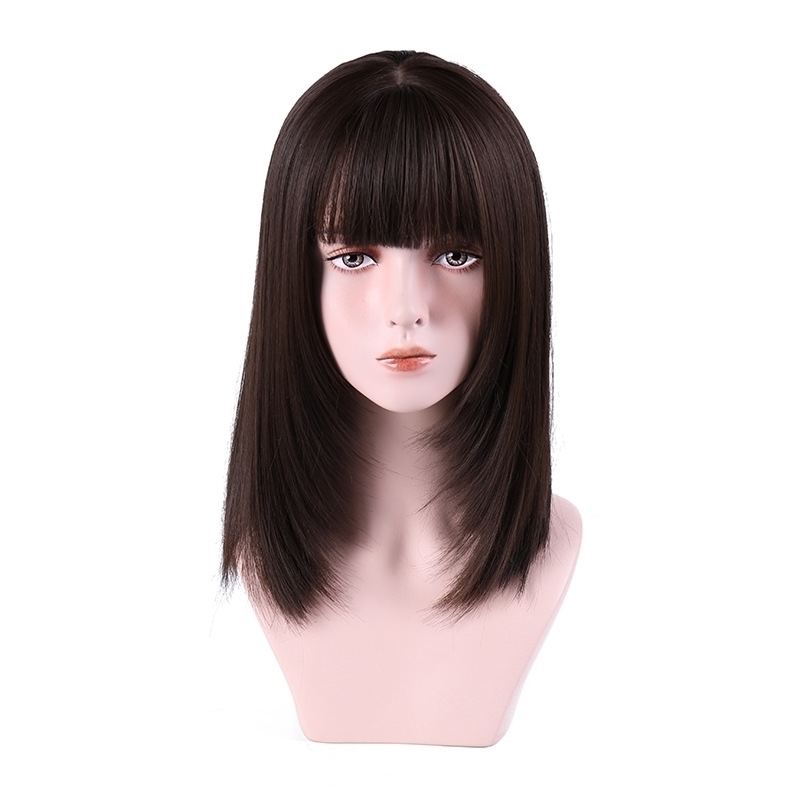 long Meila Cosplay mid Qi bangs wig hair animation cos, Cold brown
