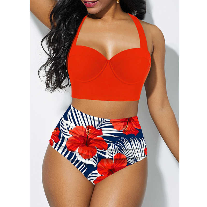 Sexy Plus Size Bikini Women High Waist Swimsuit Push Up Set Swimwear Female Bathing Suit Beachwear 5XL 210625